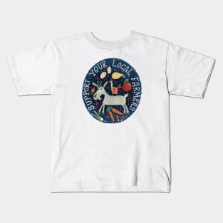 Support your local farmer//farmers market goat,fruit,vegetables design Kids T-Shirt